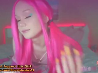 Pink haired TS Sucking Dildo BlondeLashes