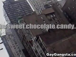 Gay Gangster do a deepthroat blowjob and terrific handjob